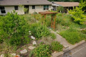 This is an overhead view of pergola and home.
