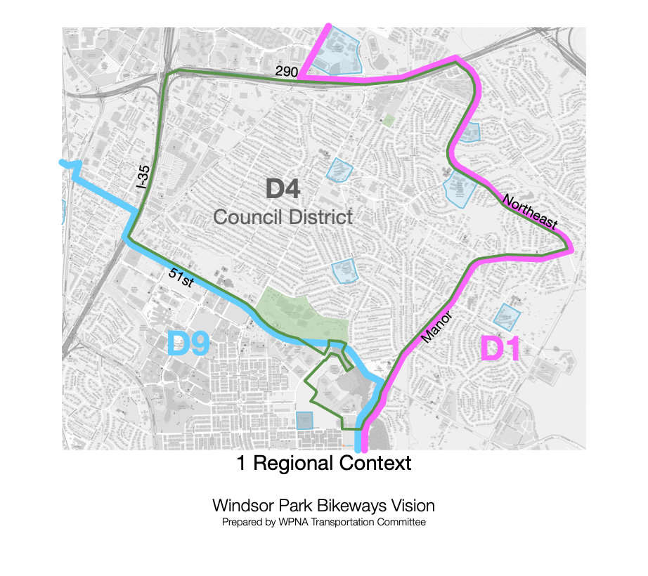 1 Regional Context: A map of Windsor Park showing the surrounding Council Districts.
